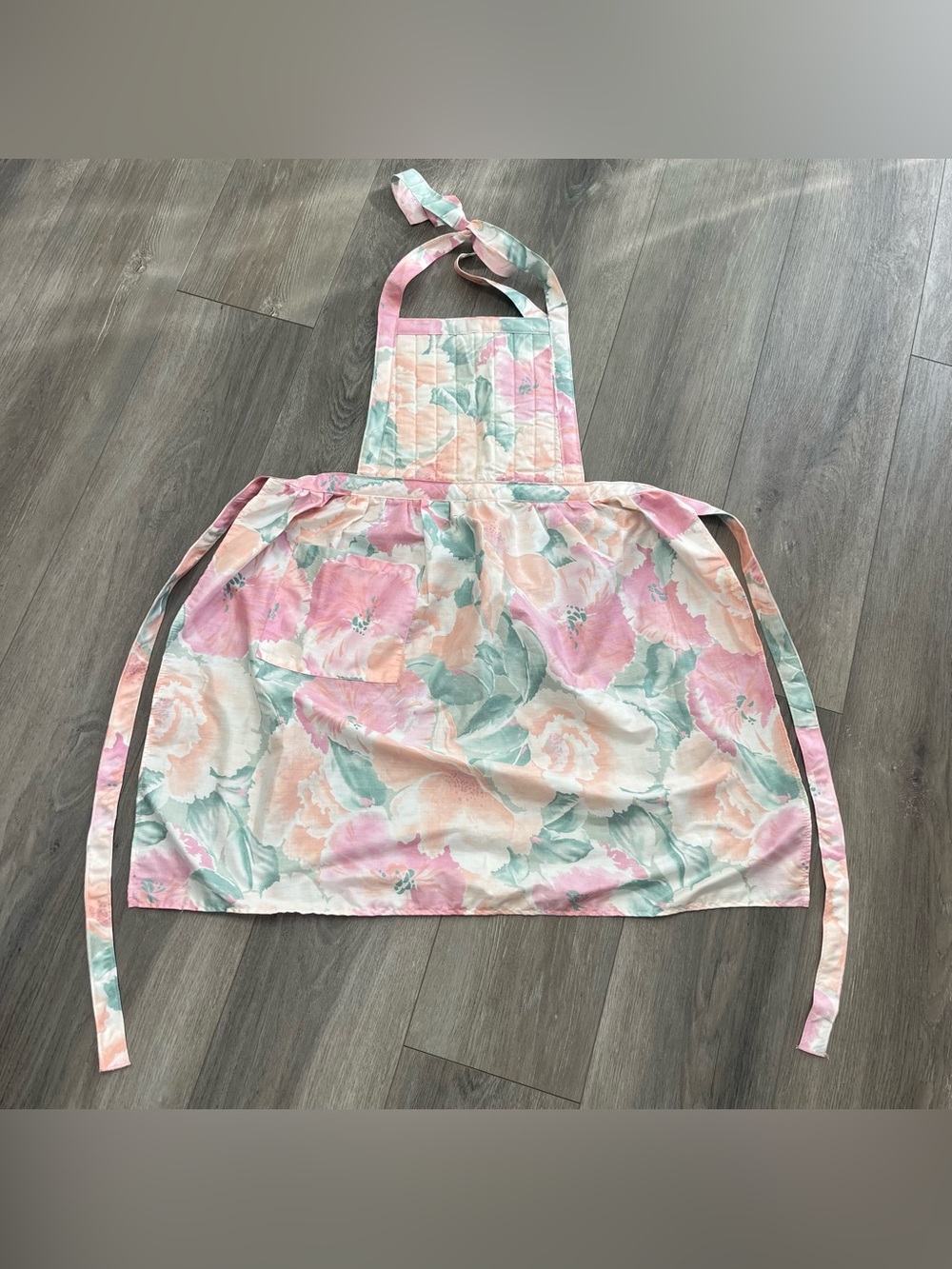 Vintage Now Designs Floral Quilted Apron Pink Mint Cottagecore
